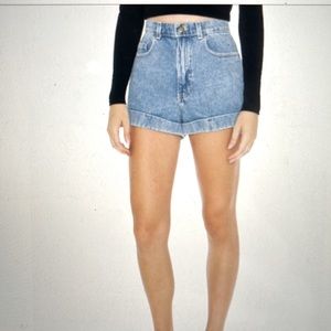 American Apparel High Rise / Waisted Jean Denim Cuffed Shorts 28 Classic